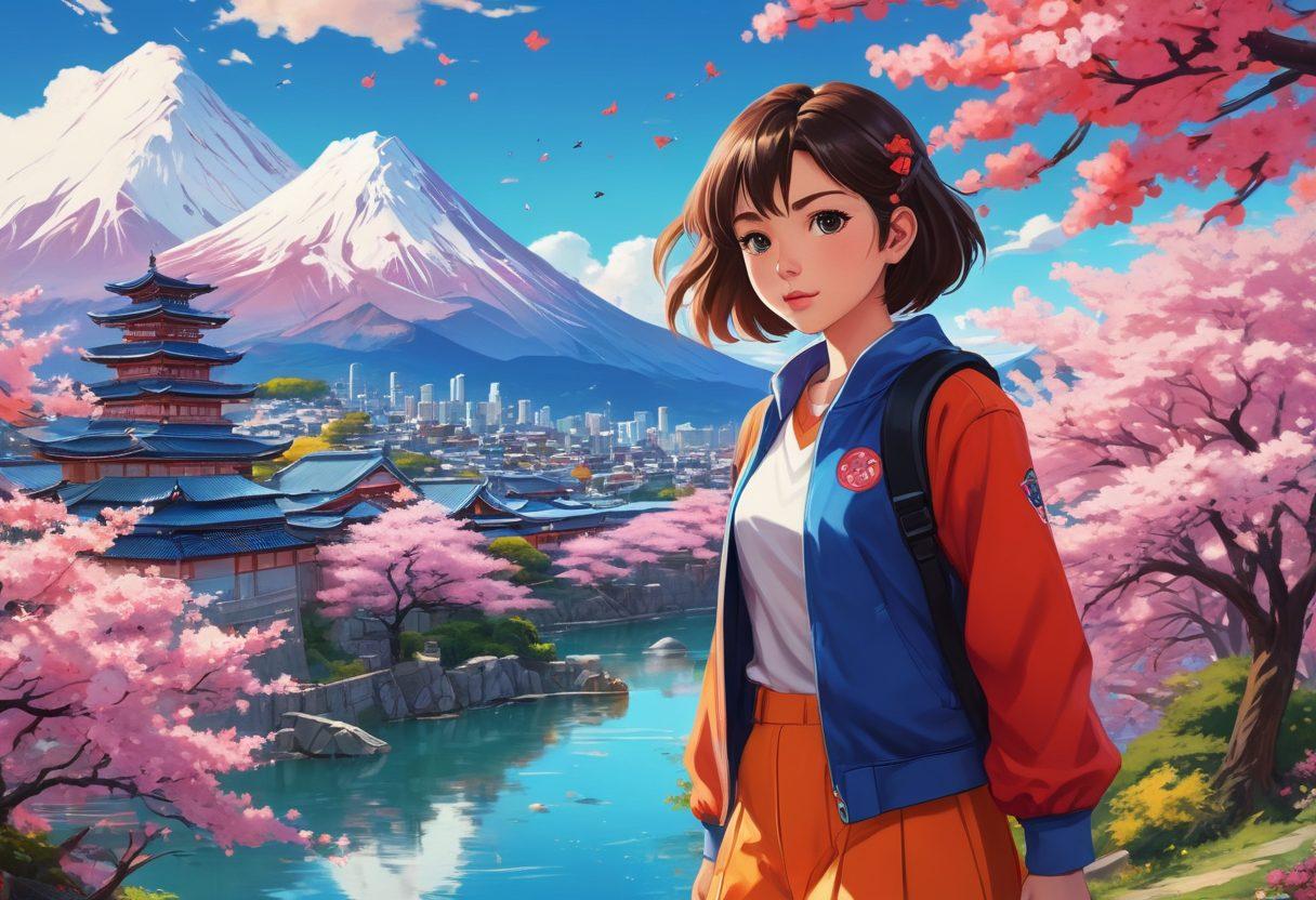 A colorful collage featuring iconic characters from various anime styles and animated series, set against a backdrop of whimsical landscapes and dynamic action scenes. Incorporate bright, exaggerated expressions and movement to convey the energy of animation, with hints of popular anime elements like cherry blossoms and futuristic cities. Include a playful font displaying the blog title subtly integrated into the scene. vibrant colors. super-realistic.